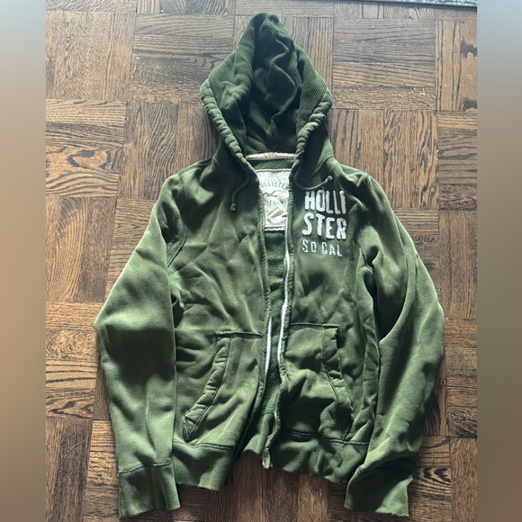 Hollister Men’s Olive Green Zip-Up Hoodie Size M - Picture 1 of 5